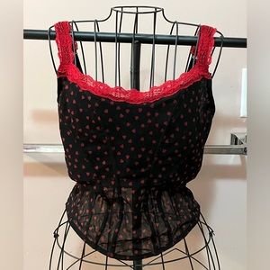 Stretch corset with red hearts